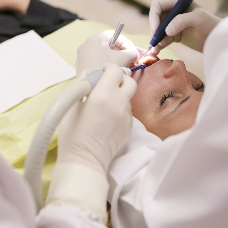 Patient being treated in dentist