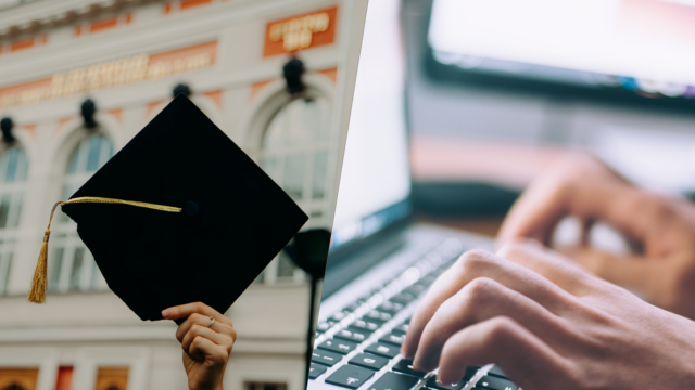 Graduation vs online course picture