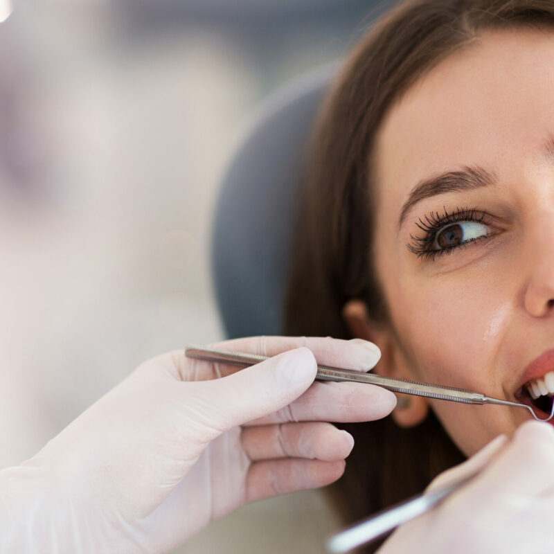 Woman,Having,Teeth,Examined,At,Dentists